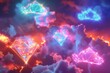 Futuristic polygonal background with low poly shapes and stars,  Vector illustration