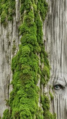 Wall Mural - background, texture, old boards with moss.