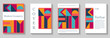 Minimal geometric pattern background covers set. Geometry grid pattern banner templates.