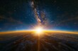 Sunrise over the planet,  Elements of this image furnished by NASA