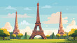 Eiffel tower cartoon illustration. Eiffel tower. Tr