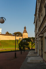 Wall Mural - Pskov, Russia, September 11, 2023. Interesting lanterns on the Golden Embankment.