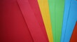 Set of colourful envelopes lying in fantail shape closeup