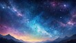 Ethereal night sky peppered with stars over serene mountain silhouettes, depicting the quiet majesty of the cosmos for a tranquil backdrop or scene.. AI Generation