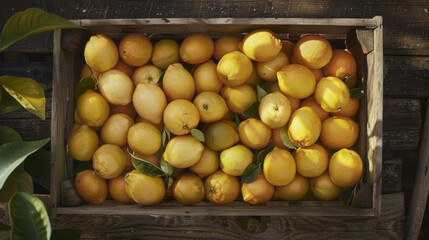 Poster - A Crate of Fresh Citrus Fruits