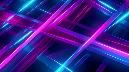 Wall Mural - abstract neon purple background with intersecting cyan and magenta lines