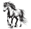 Horse standing hand drawn sketch in doodle style Vector illustration