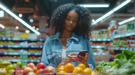 Wall Mural - Woman Shopping in Supermarket