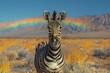 Zebra Majesty under a Painted Desert Sky. Concept Wildlife Photography, Natural Landscapes, Animal Portraits, Majestic Scenery, Vibrant Color Palette