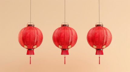 Wall Mural - This set of beautiful red lanterns and sky lanterns is ideal for decorating the Yuanxiao festival.