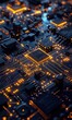 © goami - circuit electronic board with microchip, hardware and technology background concept, computer motherboard macro