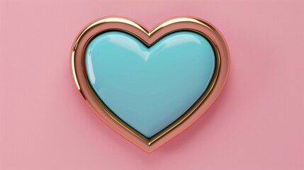 Poster - Heart frame in turquoise and pink, isolated in 3D