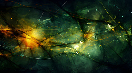 Digital green and yellow strings tangled together abstract graphic poster web page PPT background