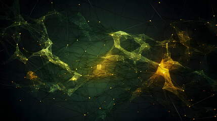Digital green and yellow strings tangled together abstract graphic poster web page PPT background