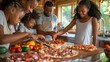 © Thanyaporn - A family of four is making pizza together in the kitchen