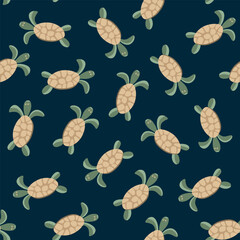 Wall Mural - Vector isolated illustration of pattern with turtles.