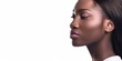 Profile of a n african woman with striking makeup, great for beauty and fashion concepts.