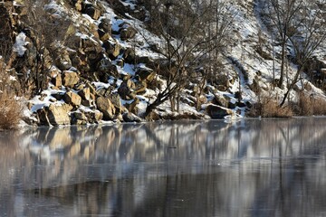 Wall Mural - frozen lake in mountains