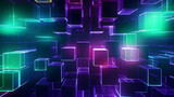 Fototapeta Uliczki - Digital green and purple mosaic square abstract graphic poster web page PPT background