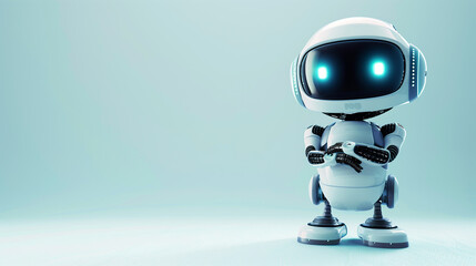 Poster - A robot stands with his arms crossed in front of a white background. The robot wears headphones and has a serious expression.