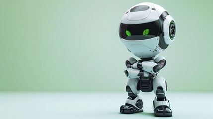 Poster - A robot stands with his arms crossed in front of a white background. The robot wears headphones and has a serious expression.