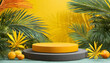 Yellow podium product background 3d summer display platform nature minimal