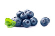 Blueberries with mint on white backgrounds
