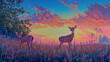 Deer fawns illustration