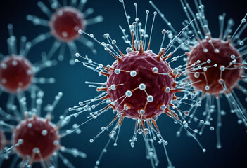 Aufkleber - Intricate molecular structure of infectious viral particle magnified under microscope