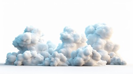 Wall Mural - Cute funny claymotion style clouds isolated on white background, style 3D