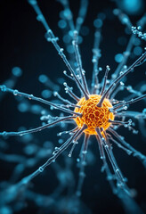 Aufkleber - Intricate molecular structure of infectious viral particle magnified under microscope