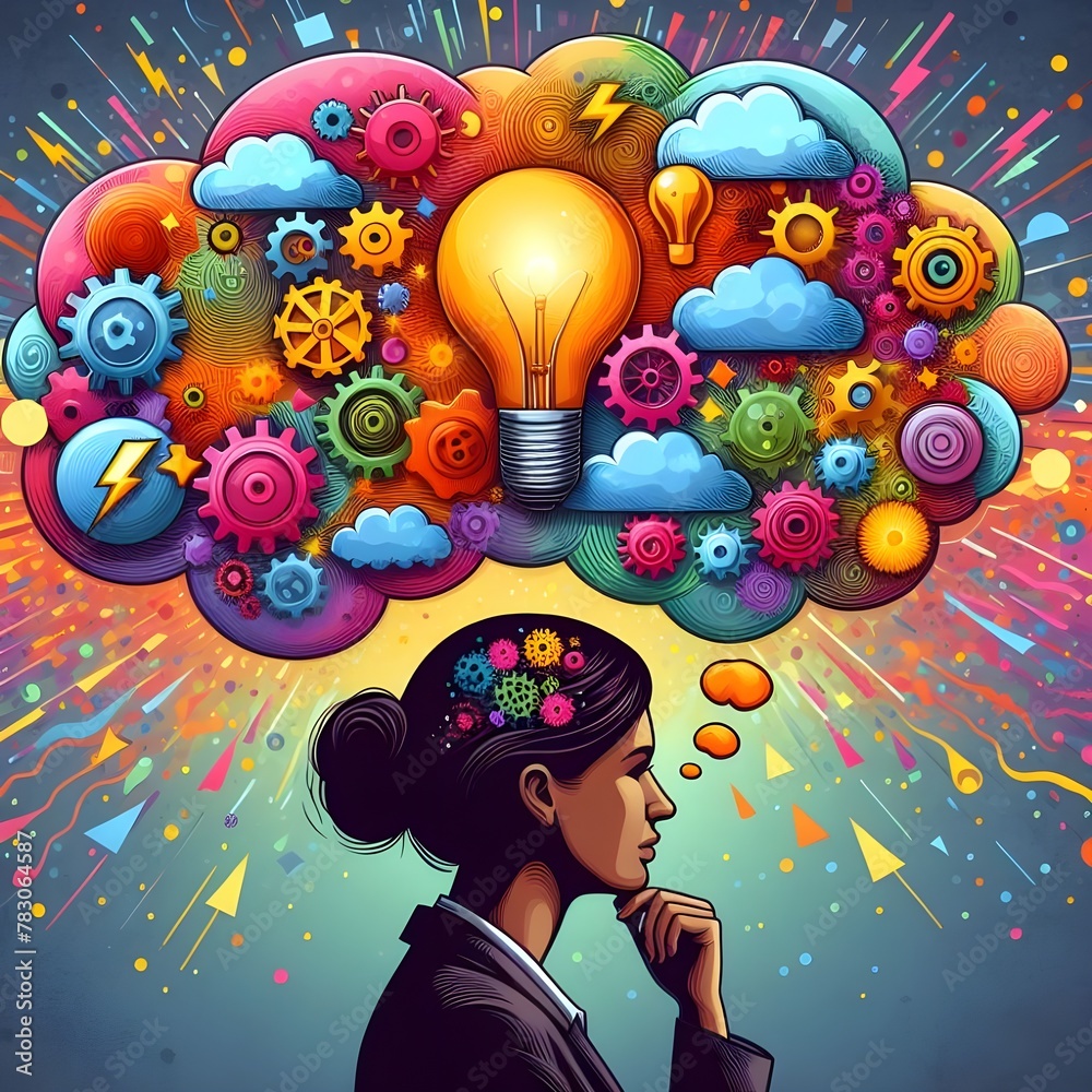Lightbulb illustration with learning icons for study knowledge to ...