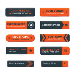 Wall Mural - call to action web buttons - orange and navy