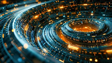 Poster - Abstract technology and data circle background animation