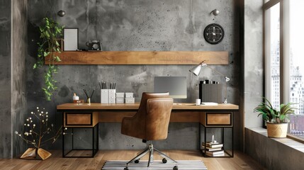 Poster - Modern Office Room With Desk and Chair