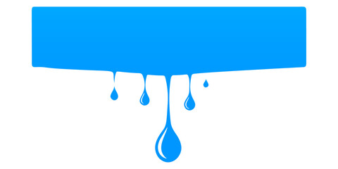 Poster - ink drip from sky blue rectangle. vector banner