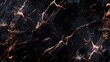 Deep black marble background, highlighted with bold, jagged rose gold veins and a highly detailed texture. 