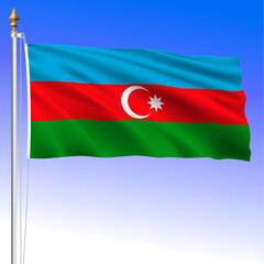 Wall Mural - Azerbaijan official national waving flag, asiatic and european country, vector illustration