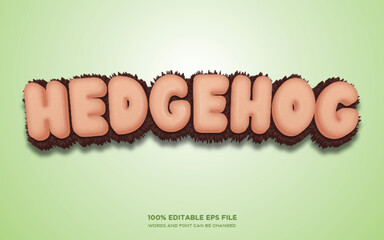 Wall Mural - Hedgehog 3D editable text style effect	