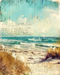 Vintage Beach Background in Distressed Grunge Style for Scrapbooking & Journaling