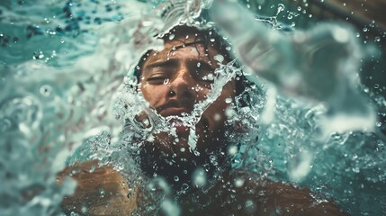 Captivating underwater shot in olympic pool for stunning visuals and unique perspective