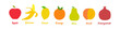 Big set of vector fruits. Fruit icons. Graphic collection. Flat design. Isolated elements. Cute realistic shapes. Menu template. Apple, banana, lemon, orange, pear, peach and pomegranate image.