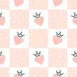 Seamless princess pattern with pink hearts and crowns. Baby shower vector illustration