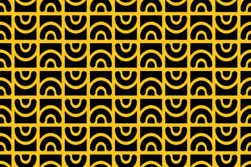 Wall Mural - Abstract seamless geometric pattern in black and yellow colors. Simple minimalistic modern repeating pattern with flat geometric elements.