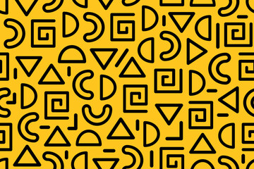 Poster - Abstract seamless geometric pattern in black and yellow colors. Simple minimalistic modern repeating pattern with flat geometric elements.