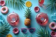 summer vibes concept with colorful pool party accessories background professional photography