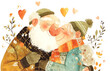 Cherish everlasting love with this heartwarming illustration of a senior couple