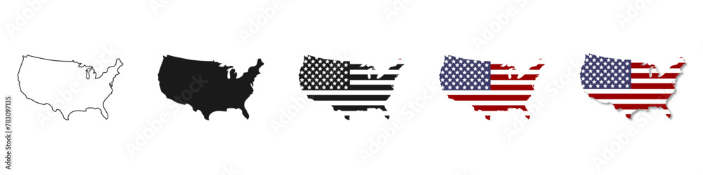 USA Map Vector. United States of America. USA Map with Flag. USA Map in ...
