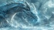 A frost dragon unfurls its wings in a snowy realm, icy breath swirling around, a scene from a mythical epic, perfect for fantasy enthusiasts and multimedia projects