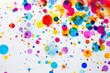 Abstract colorful paint drops on white isolated background